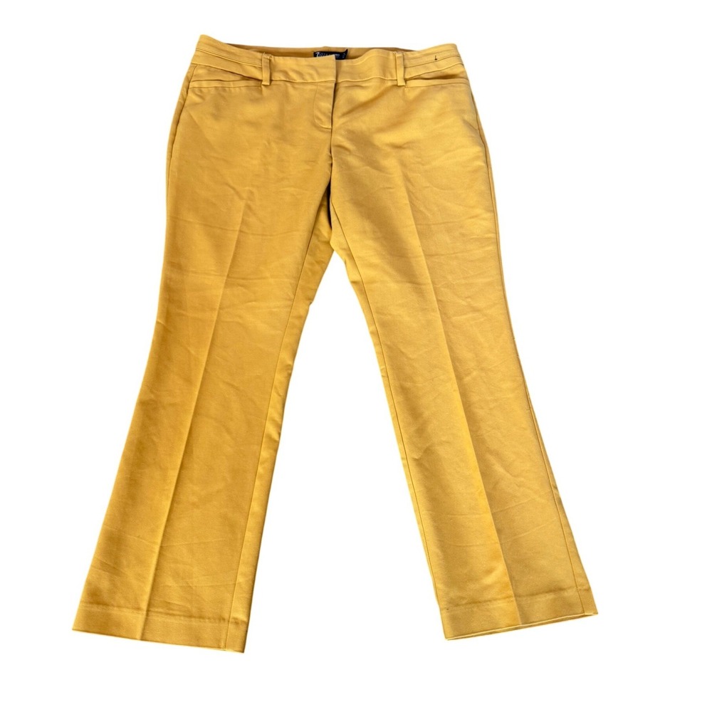 New York & Company 7th Avenue Mustard Yellow Bootcut Trousers Pants 14 Petite